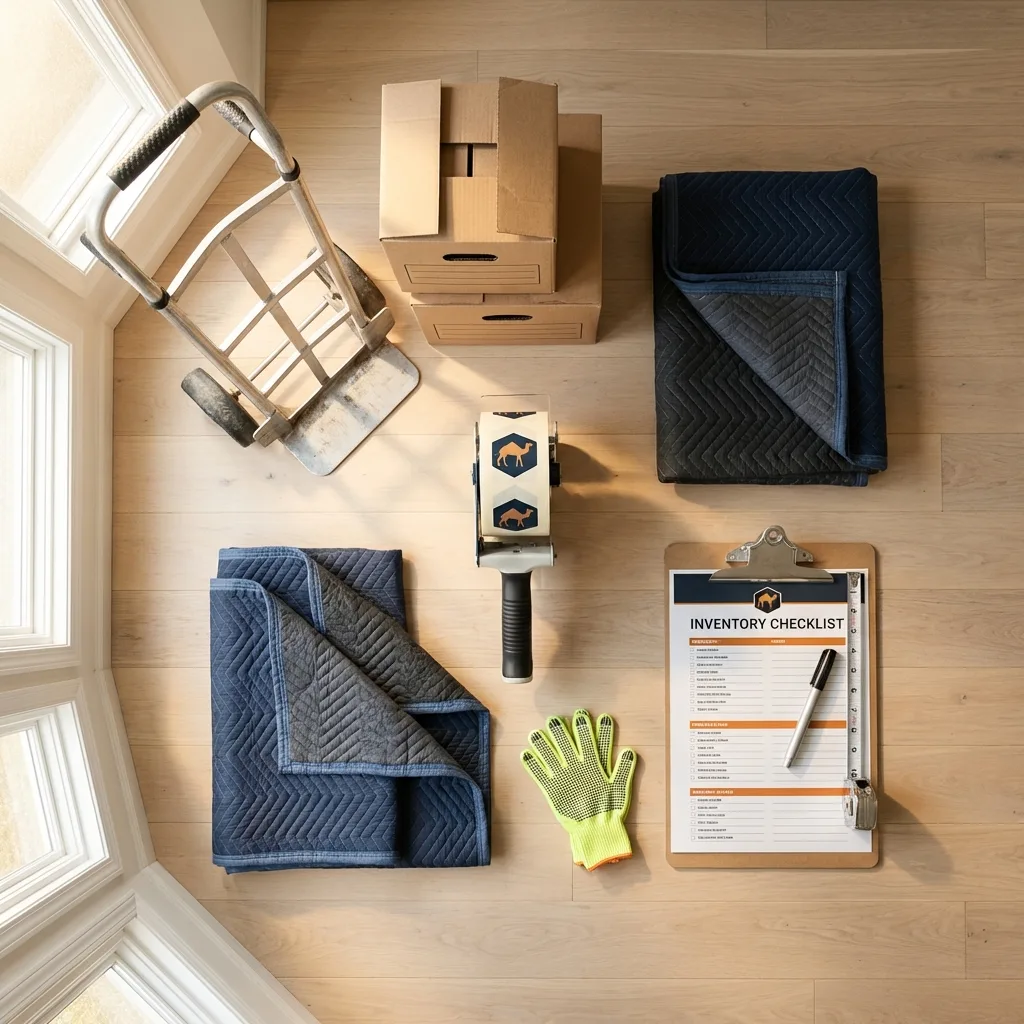 Professional moving supplies and packing materials layout for Houghton Lake residential relocations